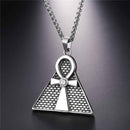 Silver Ankh Pendant Necklace w/ Egyptian Pyramid