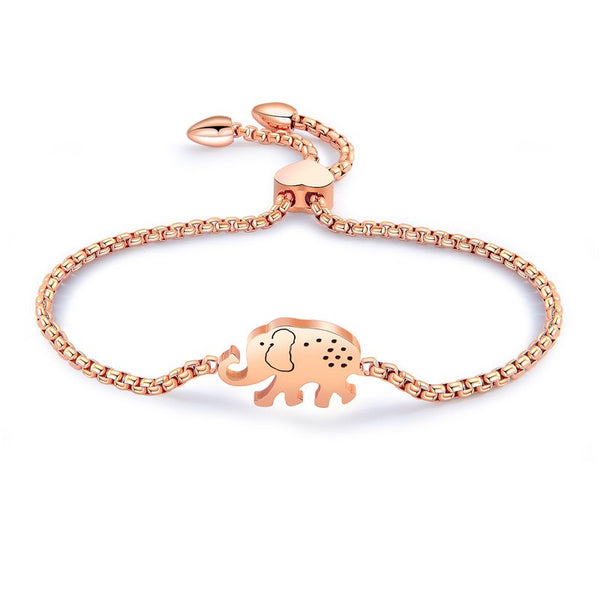 Elephant Charm Bracelet Steel Rose Gold