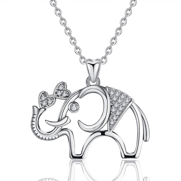 Elephant Necklace in Sterling Silver | Elephant Pendant with Lab Diamonds