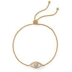 Evil Eye Bracelet - Sterling Silver [14K Gold plated, Bolo, Adjustable]