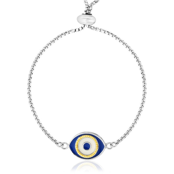 Evil Eye Bracelet Sterling Silver - Adjustable, Bolo