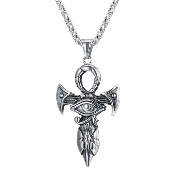 Eye of Horus Ankh Necklace - Silver