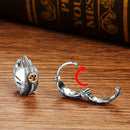 Feather Hoop Earrings for Men in Sterling Silver