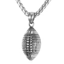Football Necklace - Mens Football Chain Pendant Stainless Steel