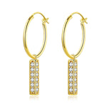 Gold Hoop Bar Earrings with Lab Diamonds