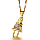 Gold Plug Necklace Iced Out | Hip Hop Plug Pendant