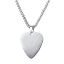 Guitar Pick Necklace - Silver Stainless Steel