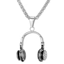 Headphone Necklace Stainless Steel Silver