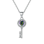 Heart Key Necklace Sterling Silver Mystic Topaz