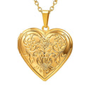 Gold Heart Locket Necklace - Photo Locket Pendant