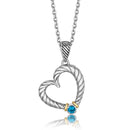 Heart Necklace Sterling Silver | Womens Heart Pendant w/ Blue Topaz