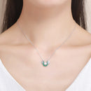 Horseshoe Necklace Sterling Silver Freshwater Pearl Green CZ