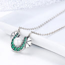 Horseshoe Necklace Sterling Silver Freshwater Pearl Green CZ