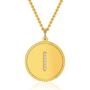 Initial Necklace | Gold Disc Letter I Pendant for Women