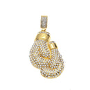 Gold Boxing Glove Necklace Iced Out
