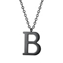 Mens Initial Letter Pendant Necklace - Black