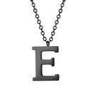 Mens Initial Letter Pendant Necklace - Black