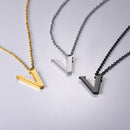 V Initial Necklace | Letter Pendant - Simple