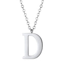 D Initial Necklace Silver - Letter Pendant
