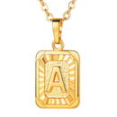 A Initial Necklace | Square Letter Pendant - Gold