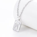 A Initial Necklace | Square Letter Pendant - Silver