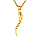 Italian Horn Necklace | Cornicello Pendant - Gold