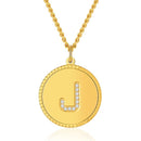 Initial Necklace | Gold Disc Letter J Pendant for Women