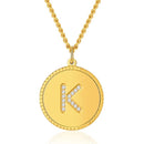 Initial Necklace | Gold Disc Letter K Pendant for Women
