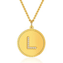 Initial Necklace | Gold Disc Letter L Pendant for Women