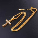 Lab Diamond Cross Necklace Iced Out - Gold