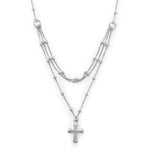 Layered Cross Necklace in Sterling Silver [Women's]