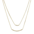 Layered Gold Bar Necklace | Curved Pendant w/ CZ