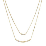 Layered Gold Bar Necklace | Curved Pendant w/ CZ
