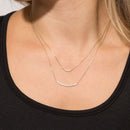 Layered Gold Bar Necklace | Curved Pendant w/ CZ