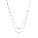 Layered Gold Bar Necklace | Curved Pendant w/ CZ