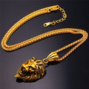 Lion Necklace Gold Stainless Steel