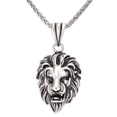 Lion Necklace Silver Stainless Steel