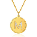 Initial Necklace | Gold Disc Letter M Pendant for Women