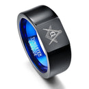 Black Masonic Ring Tungsten Carbide Mens