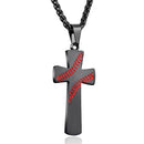 Baseball Cross Necklace for Men - Black