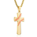 Baseball Cross Necklace for Men - Gold