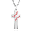 Baseball Cross Necklace for Men - Silver
