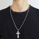 Baseball Cross Necklace for Men - Silver