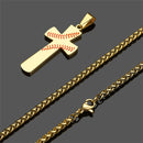 Baseball Cross Necklace for Men - Gold