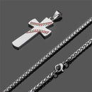 Baseball Cross Necklace for Men - Silver