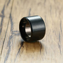 Mens Black Wide Band Ring Stainless Steel