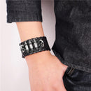 Mens Black Leather Bullet Skull Bracelet