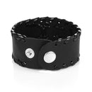Mens Black Leather Bullet Skull Bracelet