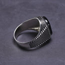 Mens Black Onyx Ring Sterling Silver Rectangular
