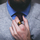 Men's Black Tiger Eye Ring - Stainless Steel, Square